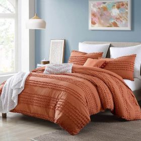 5-Piece 100-Percent Cotton Clip Dot Comforter Set in Brick Orange (size: King)