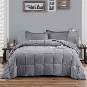Grey 3 Piece Microfiber Reversible Comforter Set (size: King)