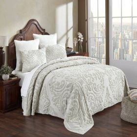 Bedspread, 100-Percent Cotton Chenille 3-Piece Coverlet Set in Ivory (size: King)