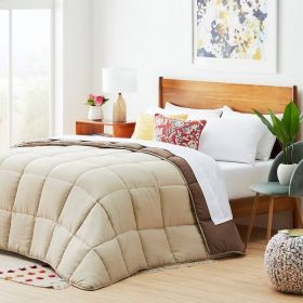 All Seasons Beige/Brown Reversible Polyester Down Alternative Comforter (size: King)
