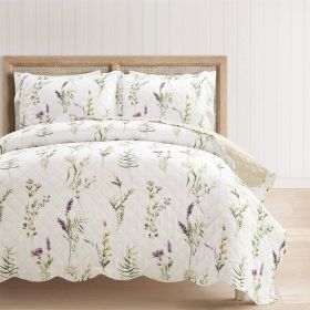 Scallop Edge Floral Lightweight 3 Piece Quilt Set (size: King/Ca King)