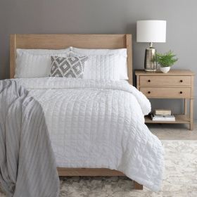 Crinkled Textured  Comforter Set White (size: King)