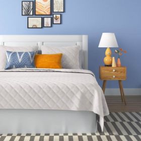 White Polyester Microfiber Diamond Quilted Quilt Set (size: King/Ca King)