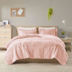 Pink Blush Soft Sherpa Faux Fur 3-Piece Comforter Set with Shams (size: King/Ca King)