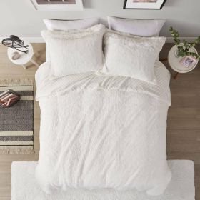 Reversible Soft Sherpa Faux Fur 3-Piece Comforter Set in Ivory (size: King/Ca King)