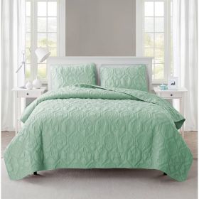 Coastal Beach Starfish Seashell Seahorse Light Green Teal Quilt Set (size: King)