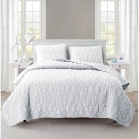 Coastal Beach Seashells Starfish Sea Horse White 3-Piece Quilt Set (size: King)
