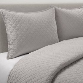 Lightweight Cotton Linen Grey Reversible 3-PC Quilt Set (size: King/Ca King)