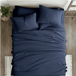 Navy Blue Soft Wrinkle Resistant Microfiber/Polyester Sheet Set (size: King)