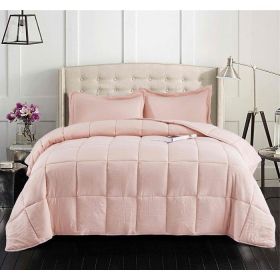 Pink 3 Piece Microfiber Reversible Comforter Set (size: King)