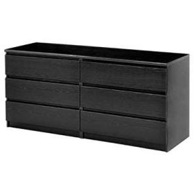 Modern 6 Drawer Double Dresser (Color: Black)