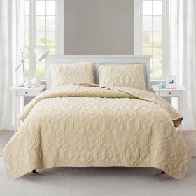 Coastal Beach Starfish Seashells Seahorse Sand Tan 3-Piece Quilt Set (size: Queen)