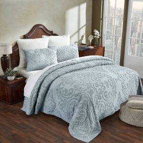 Bedspread Set, 100-Percent Cotton Chenille 3-Piece Coverlet in Blue (size: Queen)