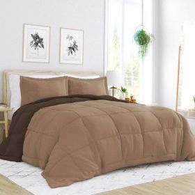 Microfiber Reversible Comforter Set in Taupe Brown (size: King/Ca King)