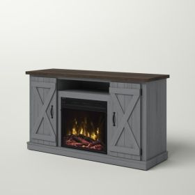 Electric Fireplace FarmHouse Rustic TV Entertainment (Color: Grey/Espresso)