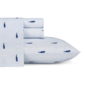 Coastal Beach 100-Percent Cotton Navy Blue White Stripe Sheet Set (size: Twin Xl)