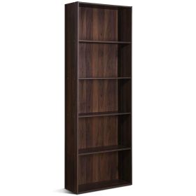 Bookcase, Modern 5-Tier Storage Shelf in Wood Finish (Color: Walnut)