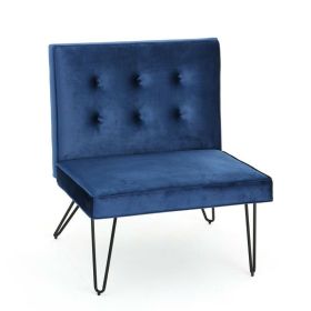 Accent Chair, Velvety Soft Upholstered Polyester Black Metal Legs (Color: Navy)
