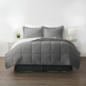 Microfiber Reversible Bed-in-a-Bag Comforter Set in Grey (size: Ca King)