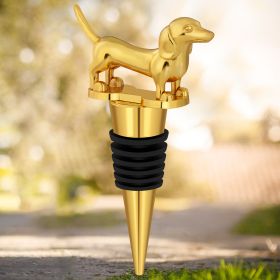 A Dachshund-shaped Red Wine Stopper, A Household Wine Champagne Stopper, Suitable For Men And Women's Gift (Option: Golden HJS1807)