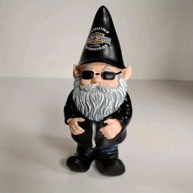 Harley Davidson Gnome Statues, Biker Themed Garden Gnomes, Fairy Garden Accessories, Decoration For Indoor Desktop or Outdoor Garden (Color: Halley Male)