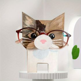 Animal Glasses Holder; Wooden Eyeglass Holder; Cute Animal Glasses Holder; Handmade Carving,  Display Rack; For Desktop Accessory; Home Office Decor (Items: White Cat)