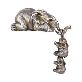 Elephant Sculpture, Golden Resin Collectible Figurines Cute Elephant (Color: Silver, Ships From: CN)