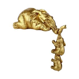 Elephant Sculpture, Golden Resin Collectible Figurines Cute Elephant (Color: Gold, Ships From: CN)