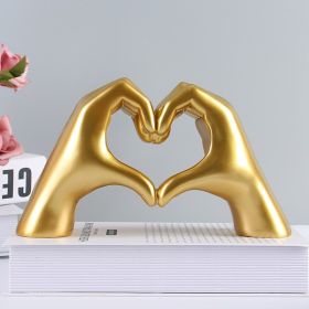 Hands form a Heart, Nordic Heart Gesture Sculpture, Resin Abstract Hand, Figurine Room Decor (Color: Gold Heart Gesture)