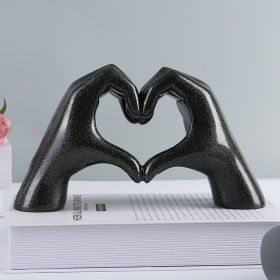 Hands form a Heart, Nordic Heart Gesture Sculpture, Resin Abstract Hand, Figurine Room Decor (Color: Black Heart Gesture)