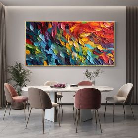 Colorful Feathers Oil Painting, Handmade Oil Painting Original On Canvas, Various Sizes (Style: 01, size: 150X220cm)