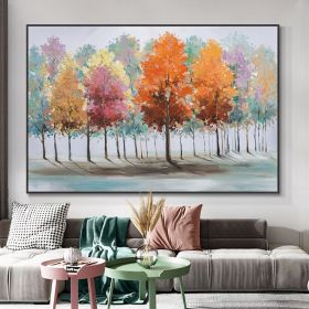 Hand Painted Oil Painting Fall Colors & Trees on Canvas (Style: 01, size: 90X120cm)