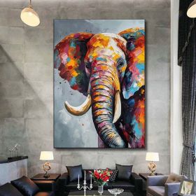 Elephant Oil Painting on Canvas, Hand Painted Oil Painting, Various Sizes (Style: 01, size: 50x70cm)