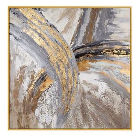 Hand-painted Modern Golden Oil Painting on Canvas (size: 100x100cm)