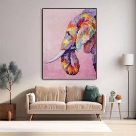 Original Hand Painted Impressionist Palette Knife Elephant Oil Painting On Canvas- Contemporary Multi-colored Animal Fine Art (Style: 01, size: 140x210cm)