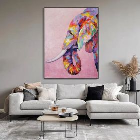 Original Hand Painted Impressionist Palette Knife Elephant Oil Painting On Canvas- Contemporary Multi-colored Animal Fine Art (Style: 01, size: 90x130cm)