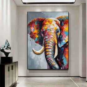 Elephant Oil Painting, Hand Painted Animal Painting, On Canvas, Large Wall Art, Various Sizes (Style: 01, size: 140x210cm)
