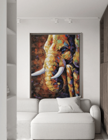 Elephant Oil Painting on Canvas, Original Hand painted Elephant, Canvas Art Modern Textured Animal, Colorful Wall Art, Various Sizes (Style: 01, size: 80x120cm)