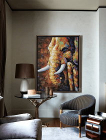 Elephant Oil Painting on Canvas, Original Hand painted Elephant, Canvas Art Modern Textured Animal, Colorful Wall Art, Various Sizes (Style: 01, size: 90x130cm)