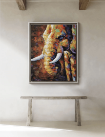 Elephant Oil Painting on Canvas, Original Hand painted Elephant, Canvas Art Modern Textured Animal, Colorful Wall Art, Various Sizes (Style: 01, size: 120x160cm)