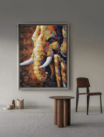 Elephant Oil Painting on Canvas, Original Hand painted Elephant, Canvas Art Modern Textured Animal, Colorful Wall Art, Various Sizes (Style: 01, size: 50x70cm)