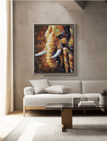 Elephant Oil Painting on Canvas, Original Hand painted Elephant, Canvas Art Modern Textured Animal, Colorful Wall Art, Various Sizes (Style: 01, size: 60x90cm)