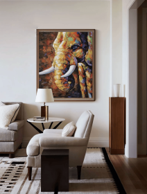 Elephant Oil Painting on Canvas, Original Hand painted Elephant, Canvas Art Modern Textured Animal, Colorful Wall Art, Various Sizes (Style: 01, size: 70x100cm)