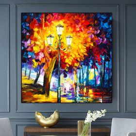 Modern Hand Painted Abstract Painting With Blue And Gold Texture (size: 150x150cm)