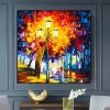 Modern Hand Painted Abstract Painting With Blue And Gold Texture