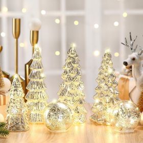 Mercury Glass Christmas Tree for Tabletop, 6 Pcs (Color: Silver)