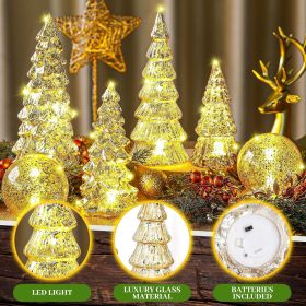 Mercury Glass Christmas Tree for Tabletop, 6 Pcs (Color: Gold)