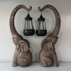 Solar Elephant Statue, Outdoor Garden Resin Elephant Sculpture, with Solar LED Lights