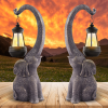 Solar Elephant Statue, Outdoor Garden Resin Elephant Sculpture, with Solar LED Lights