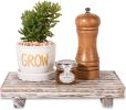 Small Wood Tray Pedestal Stand Decorative Wooden Riser Kitchen Soap Dish Holder for Vanity, Counter, Sink
